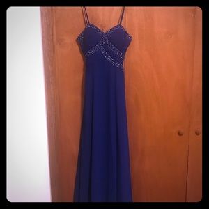 Blue beaded prom dress